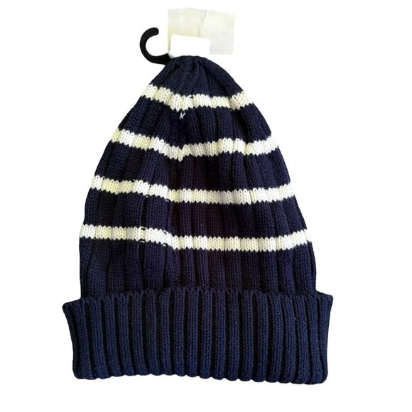 H&M Toddler Boys Navy Blue Striped Cotton Beanie Size 1.5-4Y - Picture 2 of 2